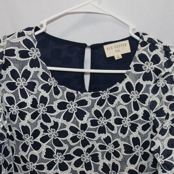 Blu Pepper Navy & White Floral Cold Shoulder Top - Picture 10 of 14